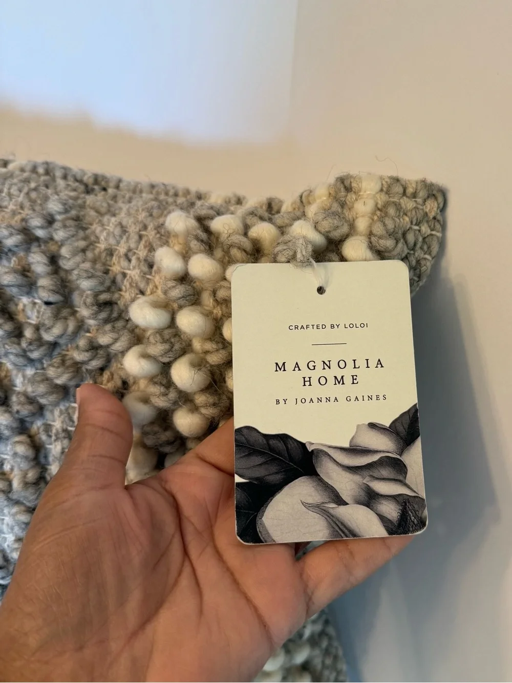 Magnolia Home by Joanna Gaines x Loloi Rugs Accent Grey / Ivory Pillow 13x21 in